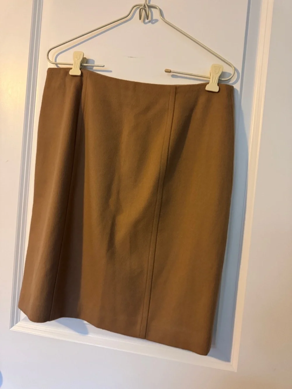Calvin Klein Wool Cashmere pencil slim Skirt Camel Brown mini Size 8 NWT Vintage